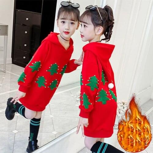 Girls' Hoodies Sweatshirts Kids Outwear 2021 Christmas Velvet Thicken Warm Winter Autumn Cotton Fleece Outdoor Childrens Clothi