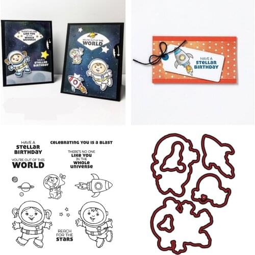 Aviation Astronaut Moon Planet Cutting Dies and Stamps Scrapbook Dariy Decoration Stencil Embossing Template Diy Greeting Card