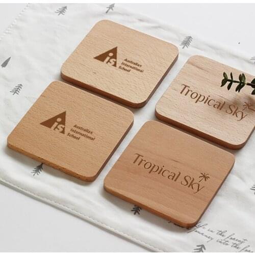 Pack of 100 Square Wood Coasters Personalized Coaster For Drinks Custom Engraved Wooden Coaster Customized Logo Free Engraving