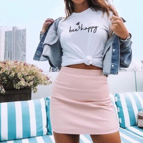 Let It Bee Funny T Shirt Women Cotton Harajuku Tshirt Women Shrot Sleeve Loose Camiseta Mujer Casual Tee Shirt Femme T-shirt