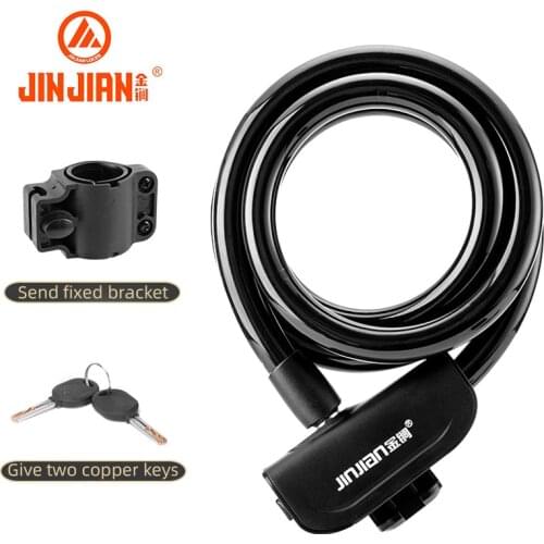 JIN JIAN Bike Lock Cable Bicycle Lock Anti-Theft Padlock Holder Outdoor Cycling Security Steel Cable Coil Motorcycle Accessories