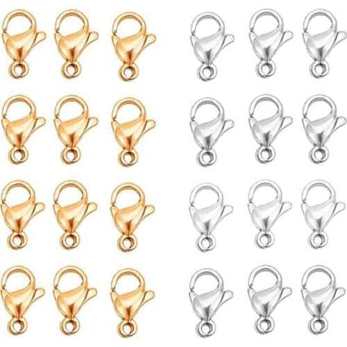 20Pcs Stainless Steel 9/10/11/12/13/15mm Nickel-Free Lobster Clasps Hooks Connector for DIY Jewelry Findings Materials Supplies