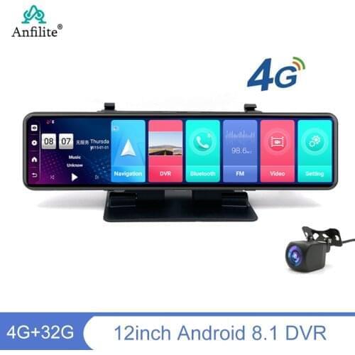 12 inch 4G CAR ADAS DVRSmart Rearview Mirror Android OS Dash Cam WIFI GPS navigation FHD 1080P Dual Lens camera Dash board