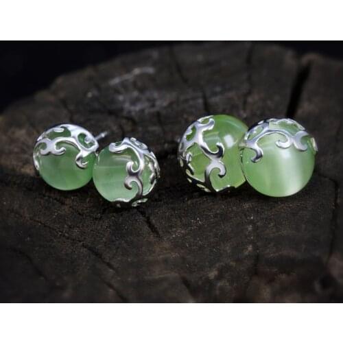 Modian Trendy 925 Sterling Silver Green Opal Black Onyx 4 Color Stud Earring for Women Luxury Wedding Ear Pin Fine Jewelry Gift