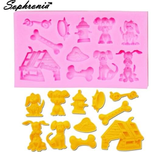 10PCS/SET M385 Cute Dog House Silicone Mold Fondant Bone Cake Decorating Tool Candy Baking Chocolate Gumpaste Mould10.2*6*1CM