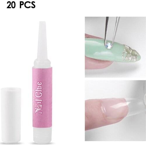 20 Bottle Acrylic Nail Art Glue French False Tips Manicure Tool Fake Nails Glue 3D Rhinestone Decor
