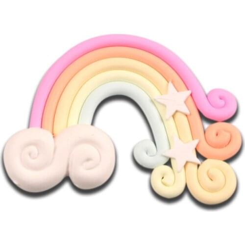 5Pcs Rainbow Bridge Clay Decoration Crafts Bead Flatback Cabochon Scrapbook Kawaii DIY Accessories Buttons