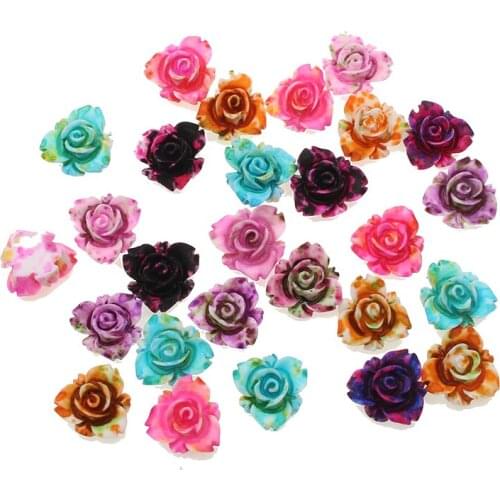 50Pcs 12x11mm Resin Flowers Crafts Decorations Flatback Cabochon Scrapbooking For Embellishment Nail Stickers Accessories