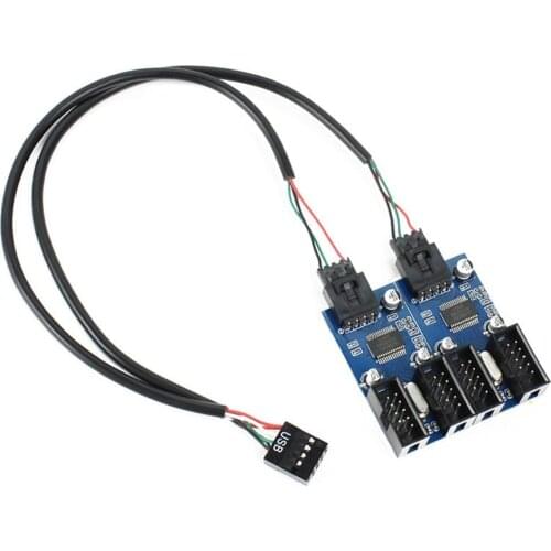 9pin USB header Male 1 to 2 / 4 Female Extension Cable Card Desktop 9-Pin USB HUB USB 2.0 9 pin Connector Adapter Port Multilier