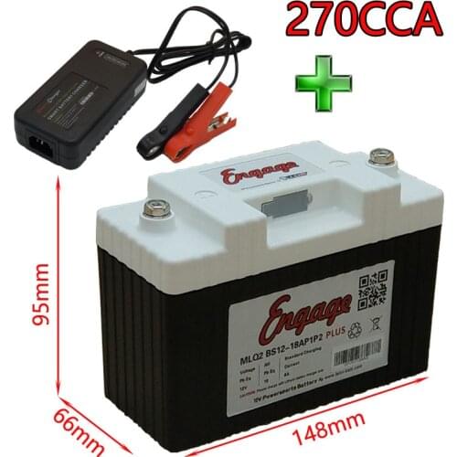 Motorcycle Battery 12V PbEq 18Ah CCA 270 for motorcycle batteries MLQ2 BS12-18AP1P2 PLUS
