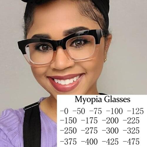 Myopia Glasses Womens Square Computer Glasses Frame Blue Light Blocking Eyeglasses Frames Prescription -1.0 1.5 2.0 2.5 to -6.0