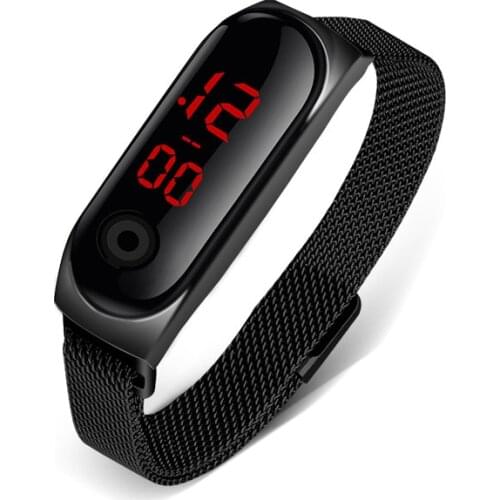 Fashion Sport Women Watches Electronic Watches LED Mesh Belt Watch Men Magnet Buckle Wristwatch Hodinky Sport Female Clock