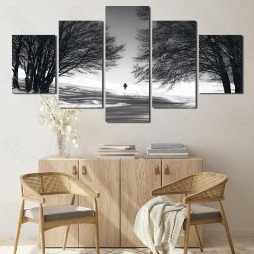 Decorative Painting Light Luxury Tree Roadside Back View Simple Style Modern Golden Pattern Porch Living Frameless painting