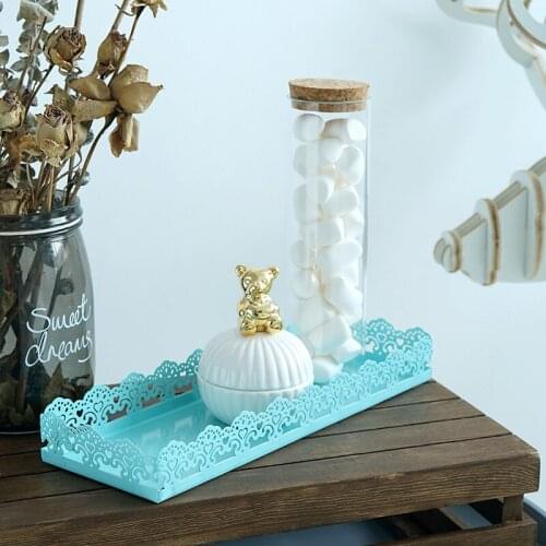 European Lace edge cake plate cup tray cake display plate wedding dessert table decoration iron Cosmetic storage tray FT002B