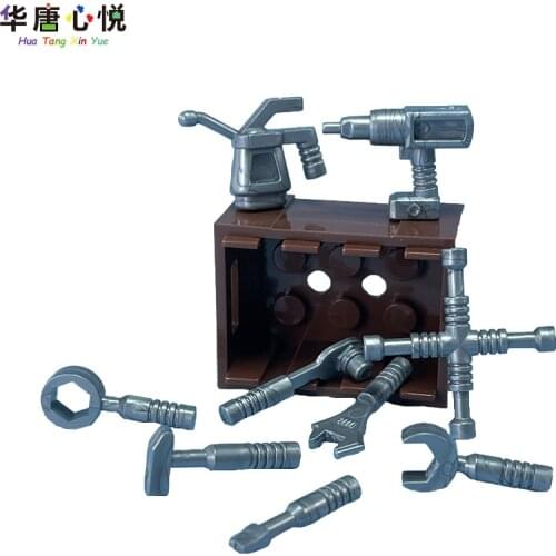 City Repair Tool Decoration Wrench Hammer Accessories Sets Building Blocks Toys for Children Kids Gifts City DIY Toy