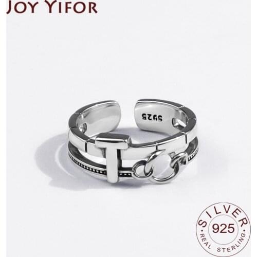 925 Sterling Silver Rings for Women I Do Shape Vintage Wedding Trendy Jewelry Large Adjustable Antique Rings Anillos