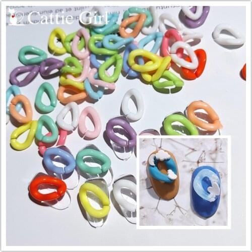 50pcs Candy Color Nail Ring 3D Nail Decoration Nail Art Chain DIY Design Colour Chain Decorations Manicure