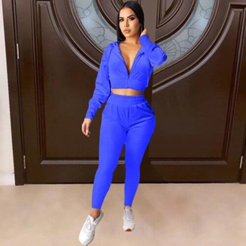 TNNAOFF Fall Solid 2 Piece Joggers Women Set Zip Full Sleeve Hoodies Sexy Skinny Straight Leg Pants Lounge Wear Matching Sets