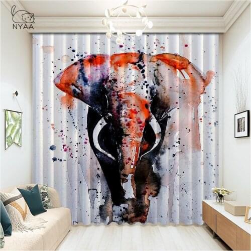 Beautiful African Elephant Elephant Curtain Tie Backs Nursery Rope Curtains Doors Blockout Curtains For Bedroom Micro Shading