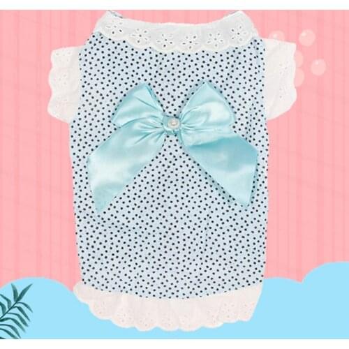 Summer Puppy Dress Bow-knot Decor Ruffled Hem Cotton Two-legged Pet Skirt Summer Pets Accessories akcesoria dla psów