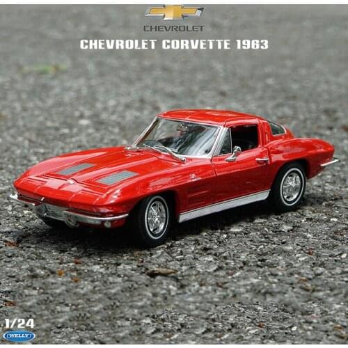 Welly 1:24 Chevrolet Corvette 1963 Alloy Car Model Car Simulation Decoration Car Collection Gift Toy Die Casting Model Boy Toy