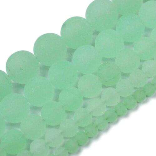 Natural Stone Dull Polish Matte Green Chalcedony Stone Round Loose Beads for Jewelry Making DIY Bracelet 15" Strand 4-12mm