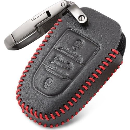 New Leather Car Key Case Full Cover For Peugeot 308 408 508 2008 3008 4008 5008 Citroen C4 C4L C6 C3-XR Smart Shell Accessories