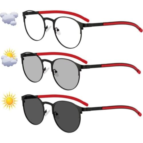 New Fashion Round Frame Photochromic Reading Glasses women Anti-blue light Presbyopia Eyewears +2.5 3.0