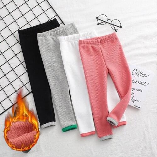 Autumn Winter Velvet Leggings For Girls Thicken Trousers Baby Girl Warm Ribbed Leging Casual Pants RT784