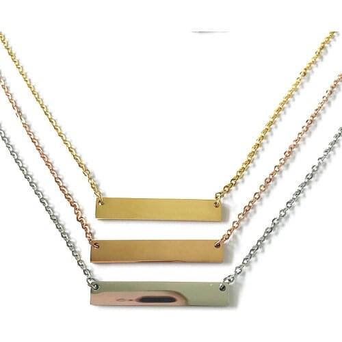 100% Stainless Steel Blank Bar Necklace 35mm Metal Plate For Engraving Mirror Polish Wholesale 5pcs