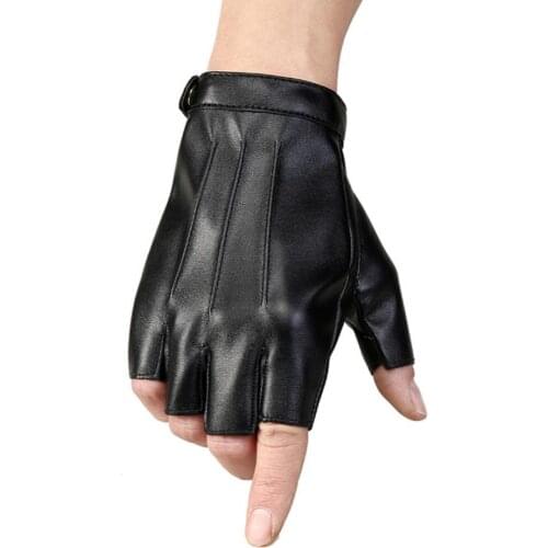 80%HOTMotorcycle Bike Gloves Outdoor Half Finger Artificial Leather Soft Breathable Driving Riding Mens Gloves