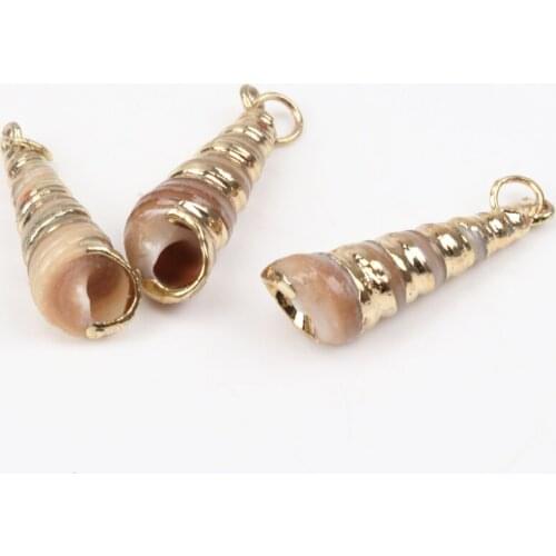 Natural Spiral Shell Charm Pendants Conch At Random gold for jewelry making Diy 21-24mm 5pcs TRS0152X