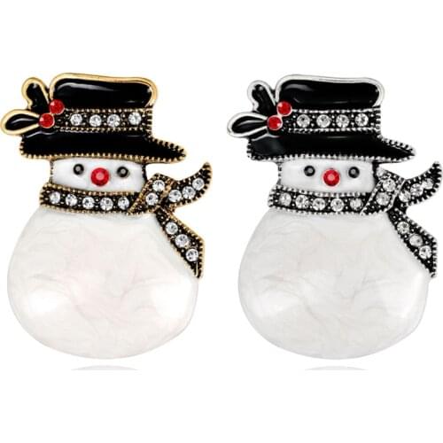 Christmas New Year Snowman Brooch Hat Antique Fashion Scarf Corsage Gifts Pins R7RF