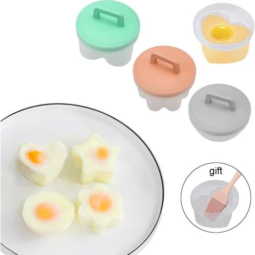 NICEYARD 4Pcs/Set Cute Egg Cooker With Lid Brush Plastic Egg Boiler Egg Mold Cookware Bakeware Tool