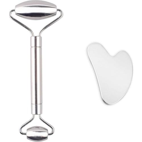 Stainless Steel Face Massage Roller Gouache Scraper Facial Guasha Massager Gua Sha Board Body Slimming Skin Care Tools