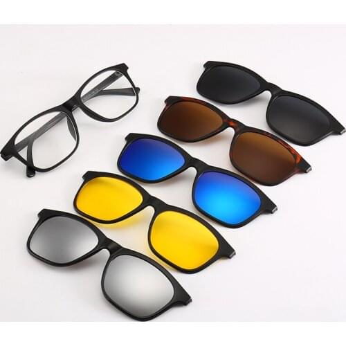 Sport Eyeglass Frame TR Driving Outdoor Magnetic Polarized Clip On Sunglasses