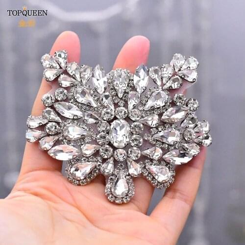 TOPQUEEN SP20 Rhinestone Patch Womans Fake Collars Epaulets for Women Patches for Clothing Large Patches Bridal Sew on Applique