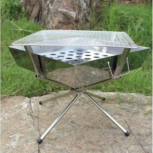 304 stainless steel outdoor portable folding point charcoal firewood stove charcoal grill picnic barbecue Korean barbecue stove
