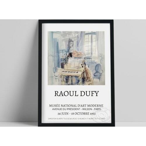 Raoul Dufy Museum Exhibition Poster, Dufy Interior With Musical Instruments Wall Painting, Vintage Watercolor Prints, Idea Gift