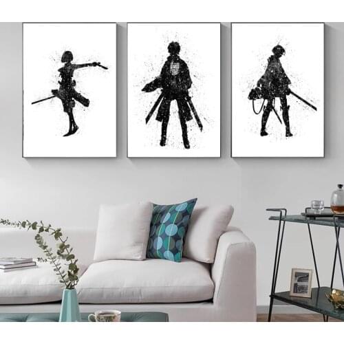 Japanese Animation Attack On Titan Canvas Art Printed Wall Poster Nordic Watercolor Pictures Painting Kids Room Home Decoration