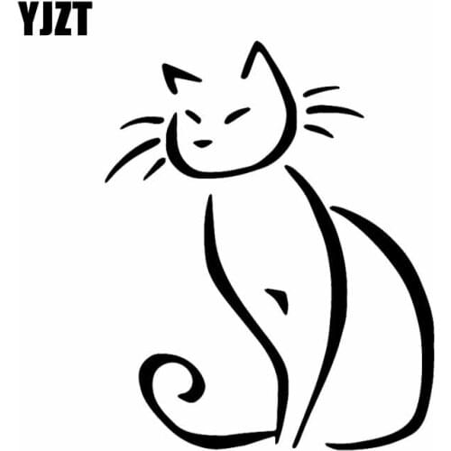 YJZT 12.7X15.8CM Funny Cat Profile Art Cart Stickers Pet Kitten Animal Vinyl Decal Black/Silver C24-1799