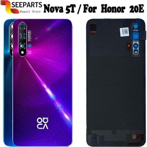 Original For Huawei Nova 5t Back Cover Nova5t Battery Cover Door Rear Glass For Honor 20 se Battery Cover Housing Case with Lens