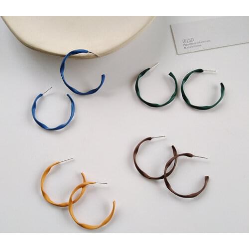 Simple Twist Blue Hoop Earrings for Women Temperament Daily Ear Rings