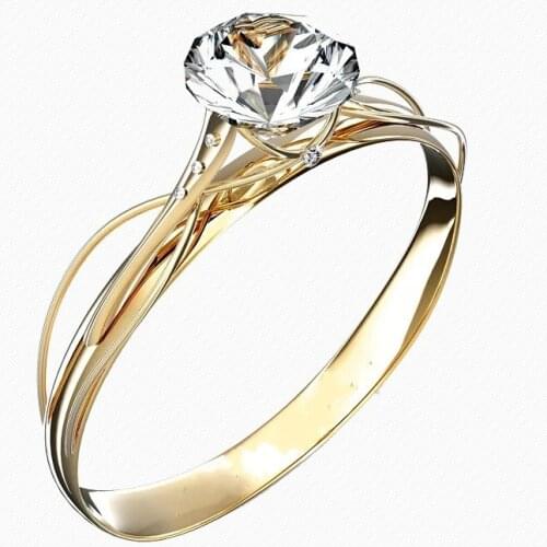 Woman Fashion 18K Gold Color Ring Elegant Unique 2.0CT Natural White Sapphire Jewelry Wedding Engagement Party Ring Size 5-11