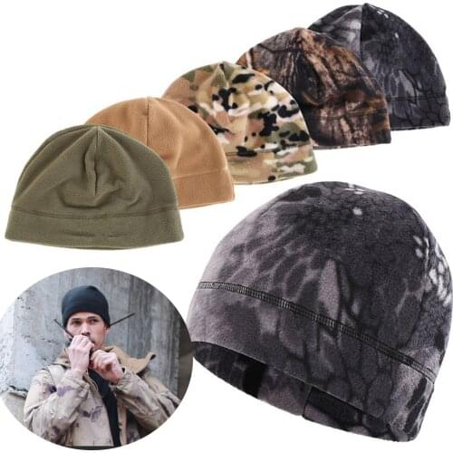 Winter Outdoor Fleece Hats Windproof Men Women Hiking Caps Warm Fleece Skullcap Fishing Cycling Cap Hunting Military Caps