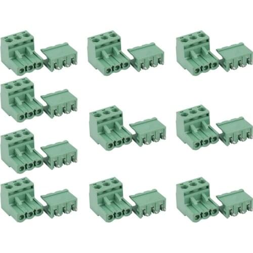 10Pcs 5.08mm Pitch 3Pin Plug-in Screw PCB Terminal Block Connector Right Angle