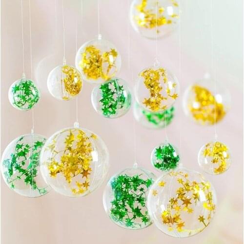 10pcs 7cm Transparent Open Plastic Bottle Christmas Tress Decorations Ball Clear Bauble Ornament Gift Present Box Wed Home Decor