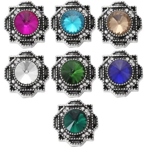 5pcs/lot New Snap Jewelry Rhinestone Flower 18mm Metal Snap Buttons Jewelry Fit Snap Bracelets Bangle for Women Jewelry