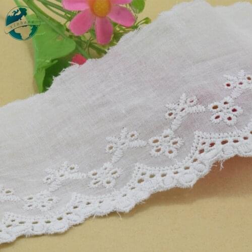 6cm Wide White Lace Cotton Embroid Lace Sewing Ribbon Fabric Guipure Diy Trims Warp Knitting DIY Garment Accessories#3178