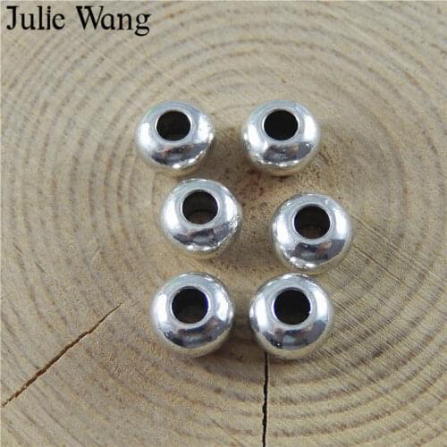 Julie Wang 50PCS Round White K Beads Jewelry Making Accessory DIY Crafts for Necklace Bangle Anklet Findings